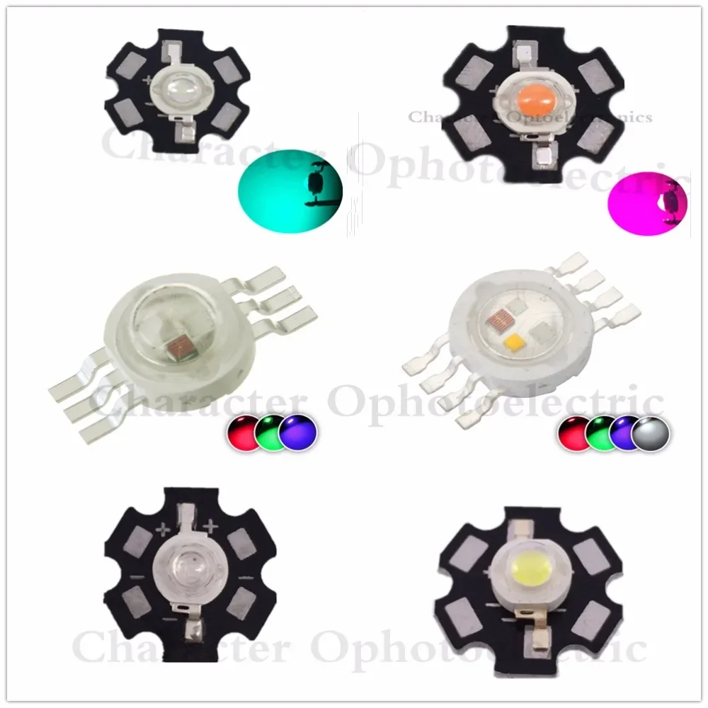 10pcs 1W 3W 5W Warm / White Royal Blue Orange UV Violet RGB High Power LED Chip Light with PCB or not pcb /lot