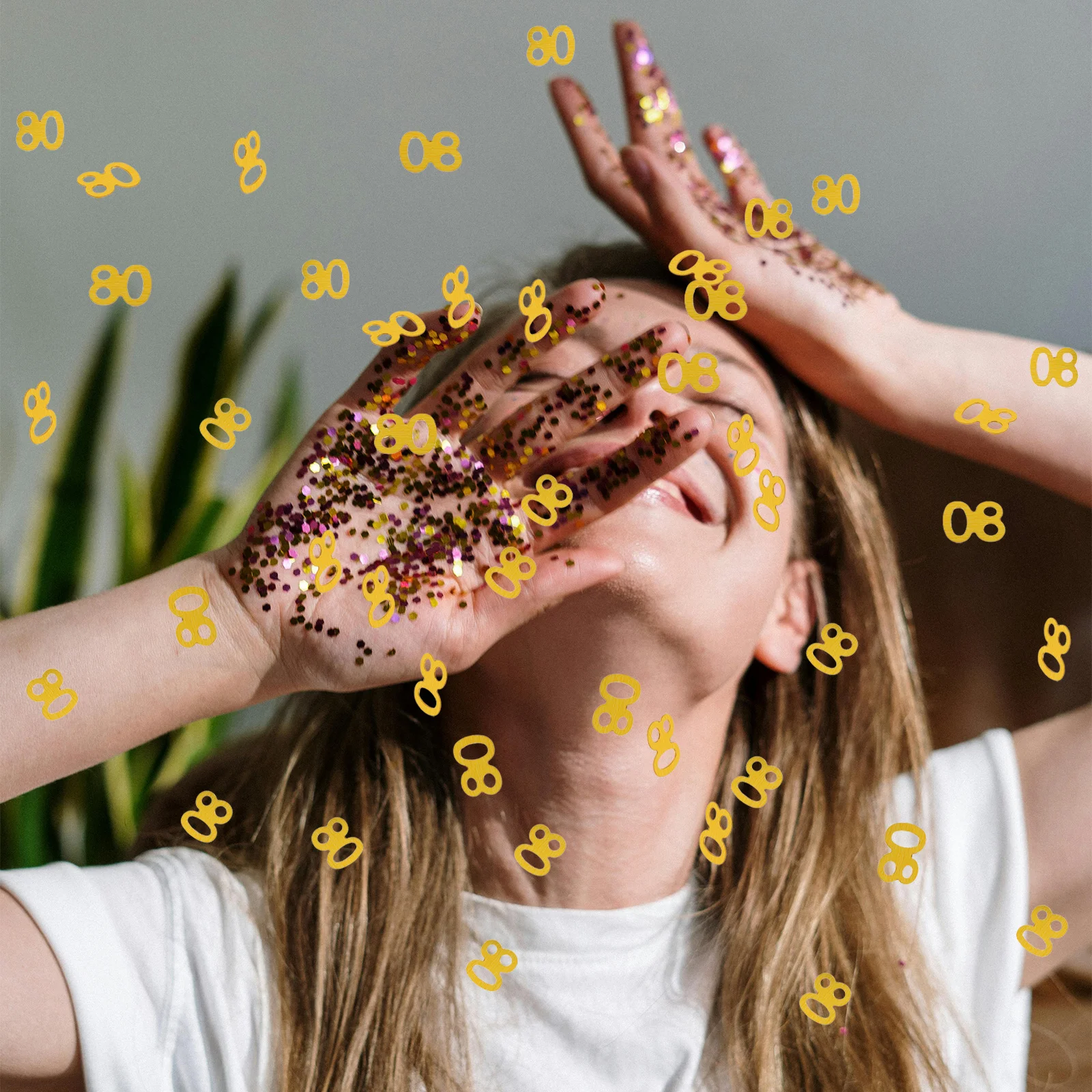 

1200Pcs Golden Number 80 Confetti Party Supplies Table Decorations for Birthday Anniversary Celebrations Number Confetti