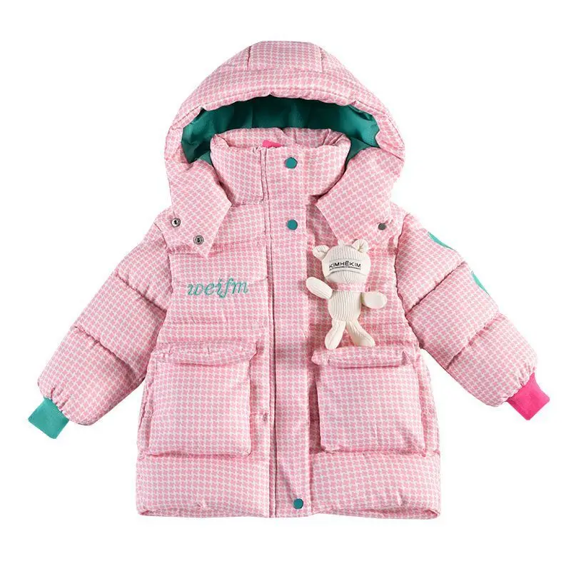 Girls Down Coat Jacket Cotton Windproof Outwear 2023 Simple Warm Thicken Velvet Winter Skiwear Children\'s Clothing