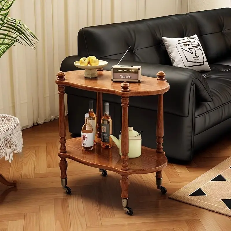 عربة على طراز العصور الوسطى، أريكة غرفة المعيشة الرجعية، طاولة القهوة المتنقلة، رف شقة صغير من الخشب الصلب