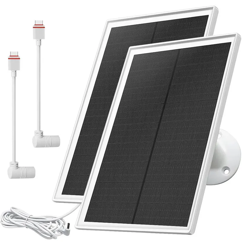 

2 Pack Waterproof Solar Panels for Ring Spotlight Cam Plus/Pro/Battery Ring Stick Up Cam Battery, with DC3.5mm to USB-C Adapter.