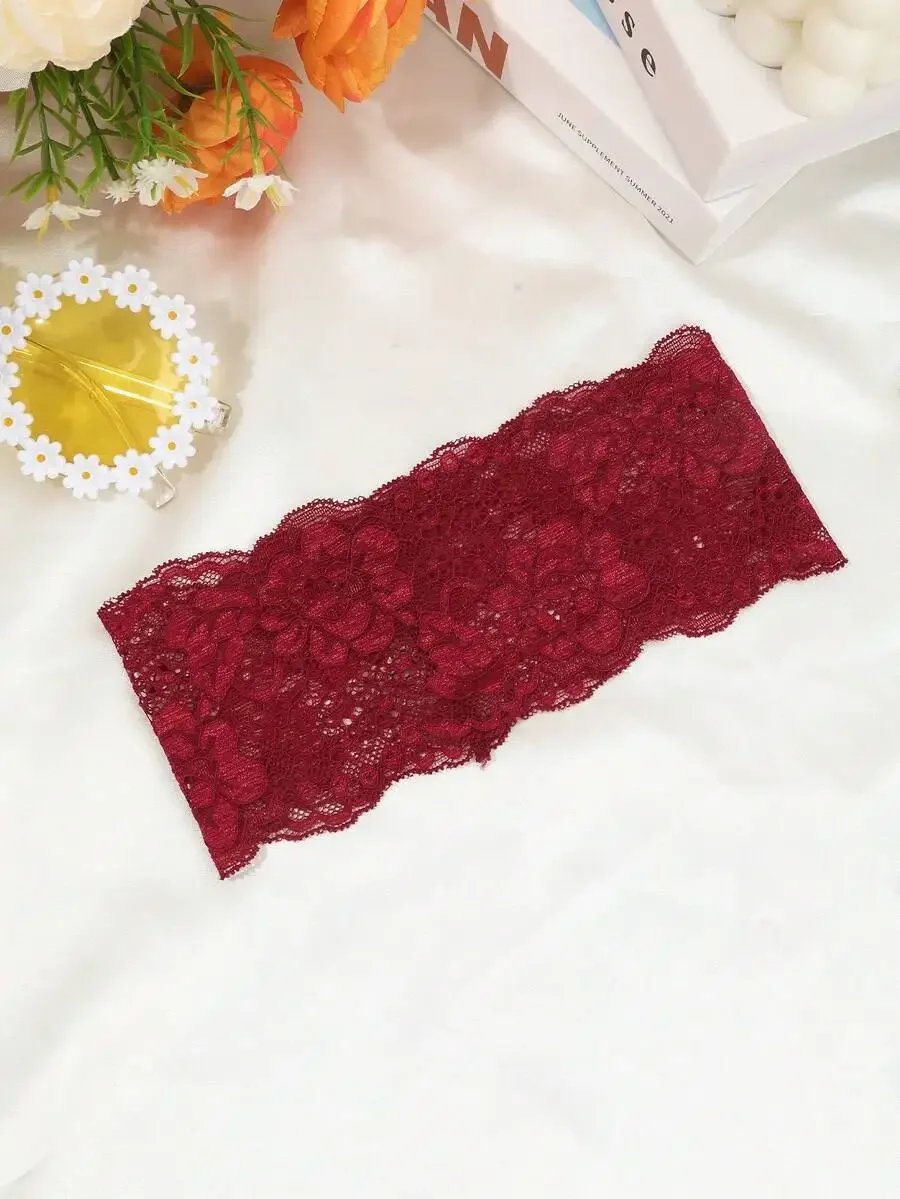 Red Floral Lace Headband for Women Beach Accessory
