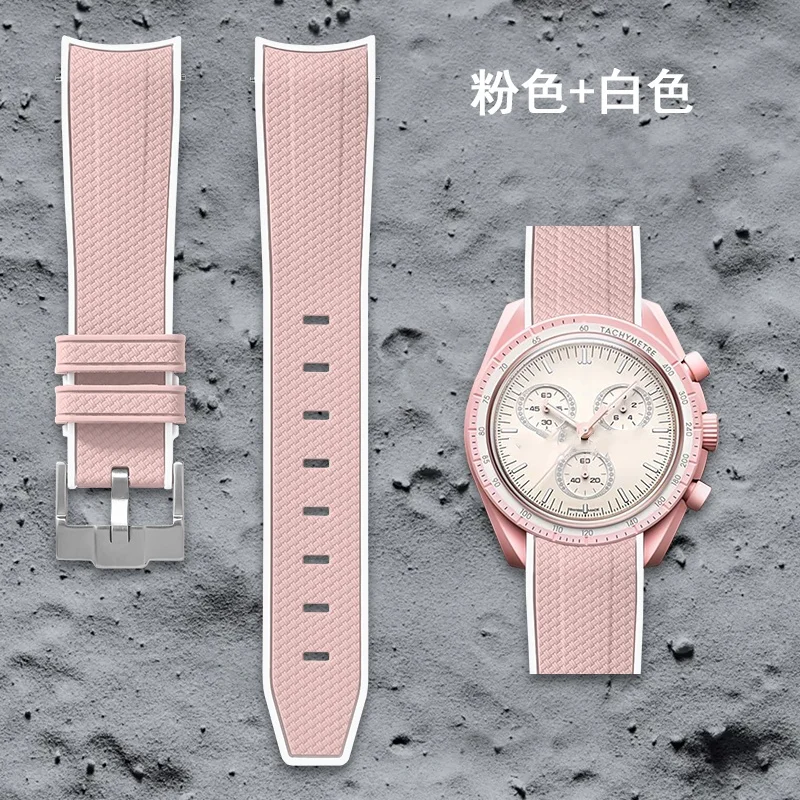 Schnellwechsel-Armband aus Silikon, 20 mm, für Omega, Swatch MoonSwatch, Rolex, gebogenes Taucherarmband, elastisches Gummi-Uhrenarmband. – Detail 14