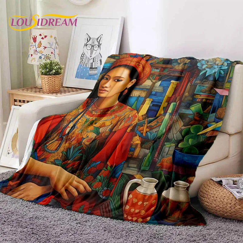 Cartoon Africa Ethiopian Custom Painting Art Soft Flannel Blanket for Bed Bedroom Sofa Picnic,Throw Blanket for Outdoors Leisure