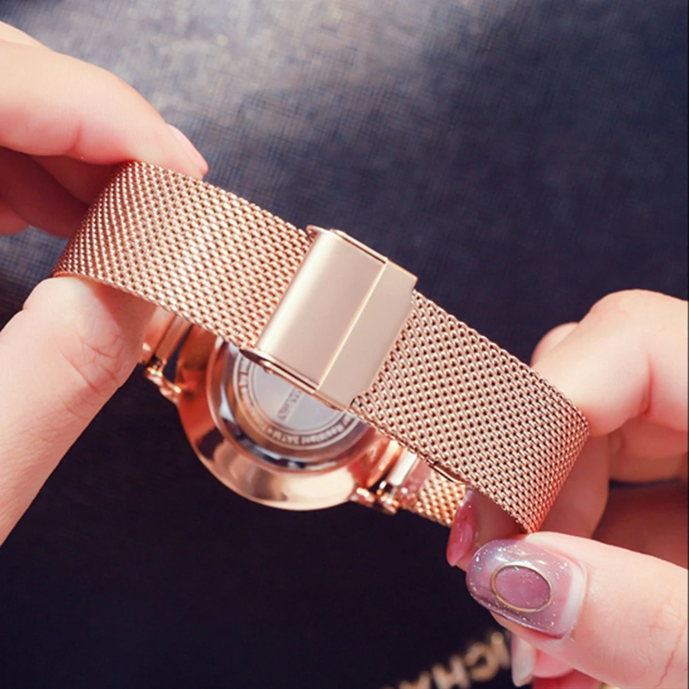 Hannah Martin Japan Quartz Movement High Brand Fashion Quality Women Stainless Steel Mesh Rose Gold Waterproof Ladies Watch