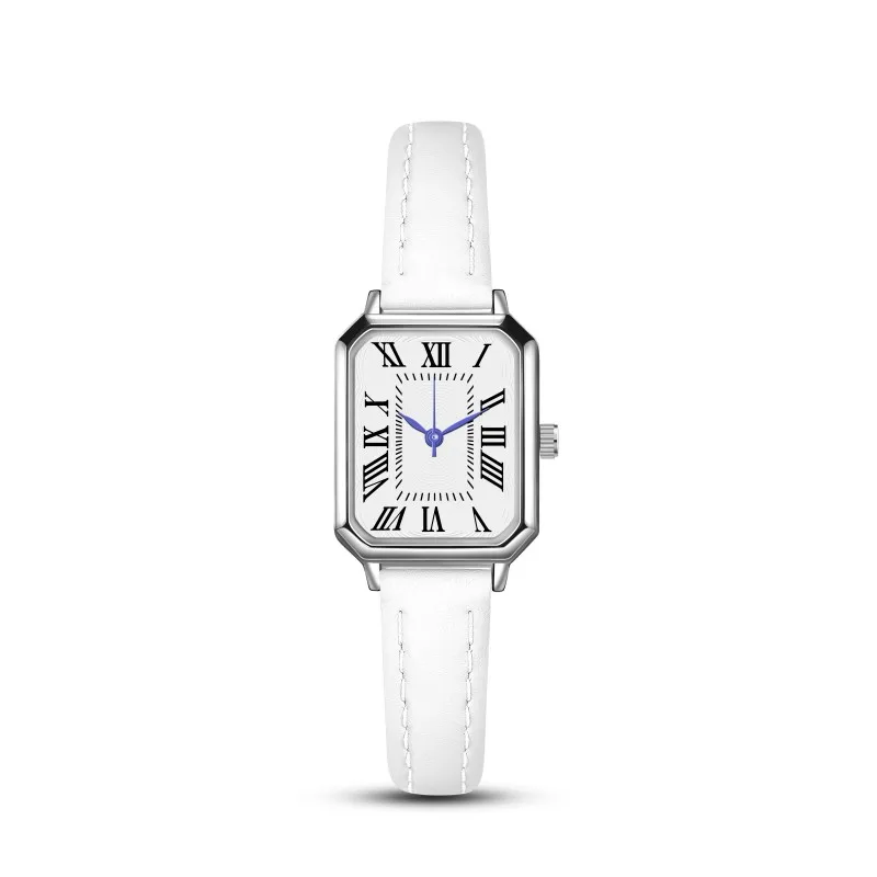 2024 New Foreign Trade Casual Fashion Fresh Art Silver Case Square Strap Roman Women\'s Quartz Watch in Stock