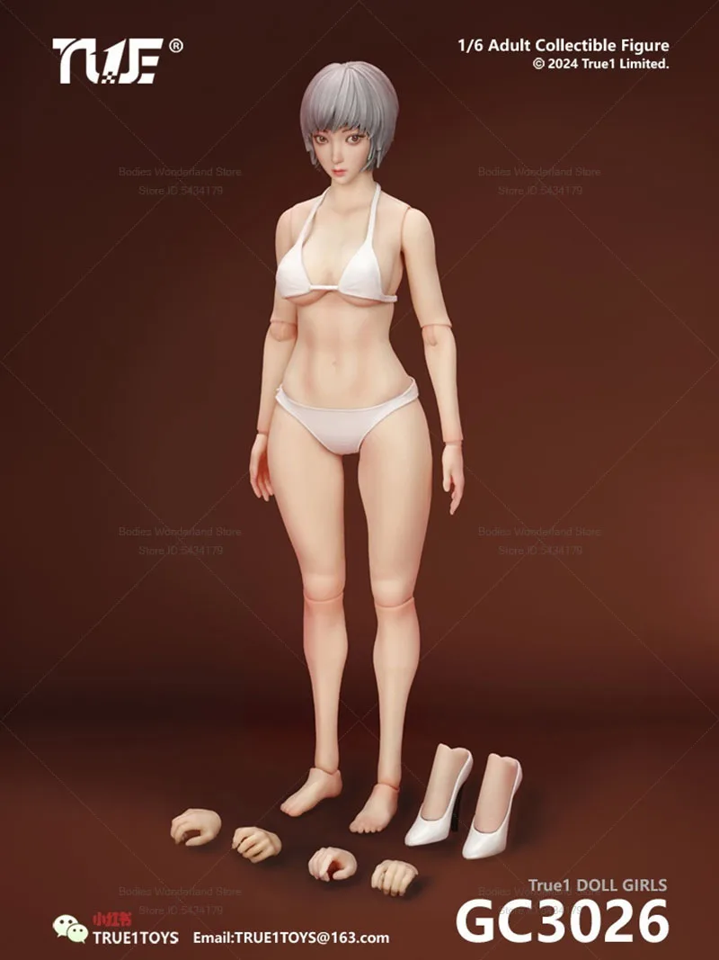 In Stock True1Toys GC3026 1/6 Scale Super Flexible Joint Body with Movable Eyes Head Sculpt 12'' White Light Wheat Action Figure