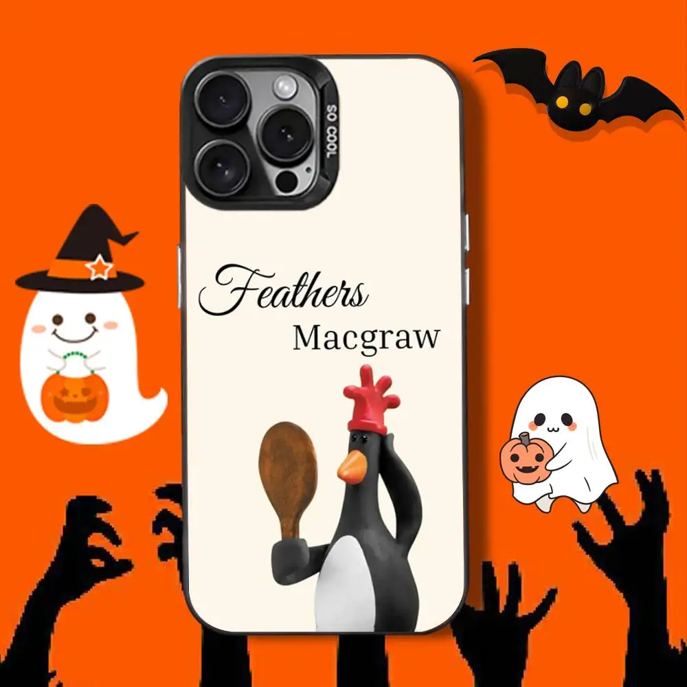 حافظة هاتف WallaceS Gromits Feathers-s لهاتف iPhone 16,12,13,17,15,1,11,Mini,Pro,SE,XS,MAX,غطاء سيليكون أسود غير لامع