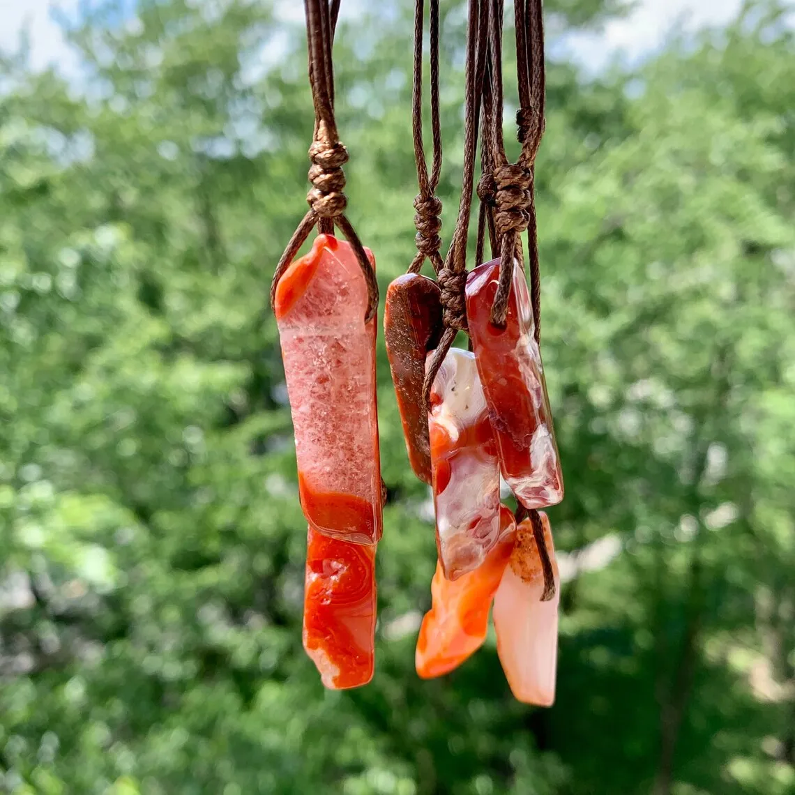 CSJA Healing Crystals Necklaces Irregular Natural Stone Slice Pendant Necklace Pink Quartz Labradorite Tiger Eye Jewelry H090