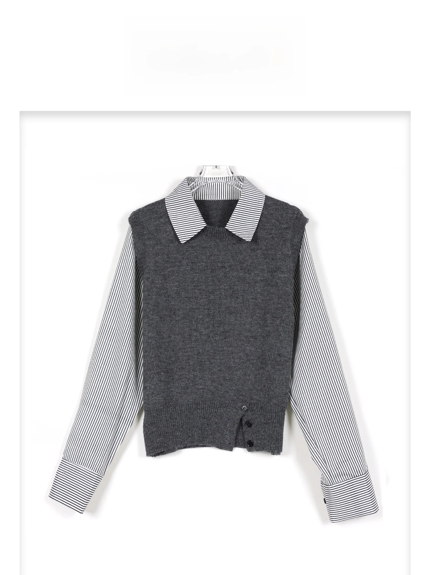 

Модный вязаный свитер с воротником в полоску, женский, осенне-зимний, теплый, прямого кроя