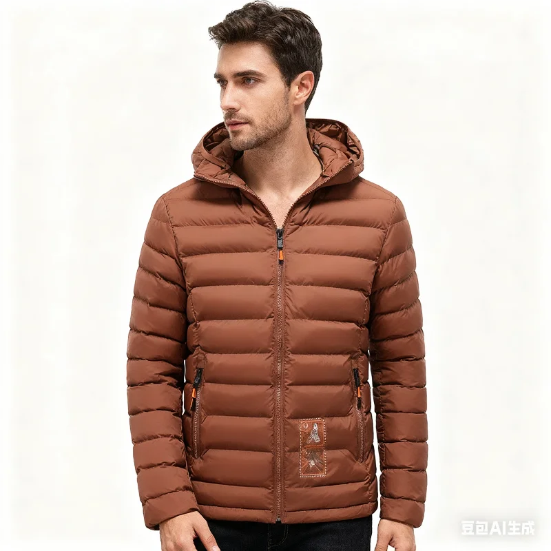

2025 New Men's Casual Ribbed Warm Down Cotton Jacket Lightweight Cotton Coat Winter Outerwear