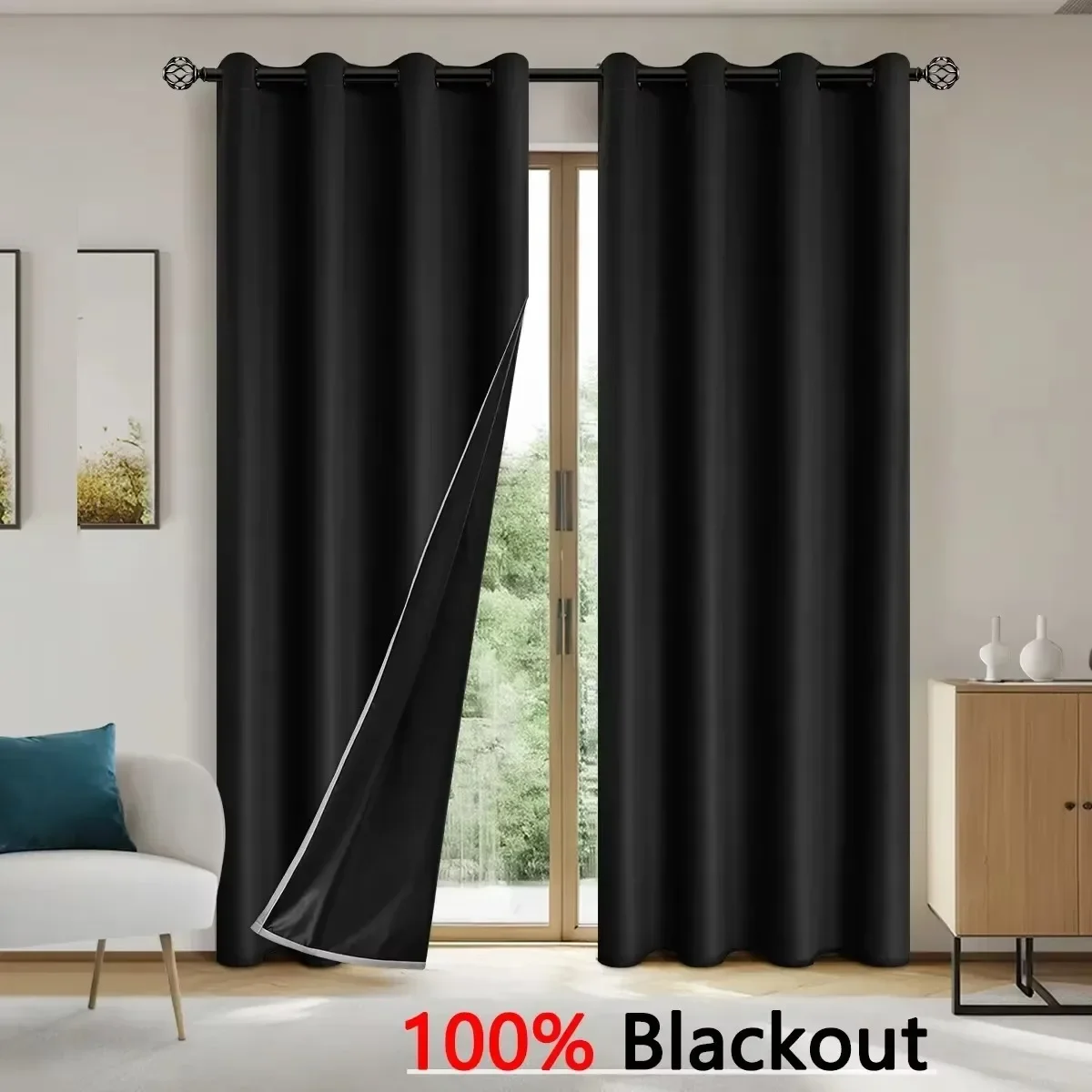 1Pc Solid Color Blackout Curtain Room Darkening and Light Reducing Curtain Total Privacy Drapes for Bedroom and Home Decoration