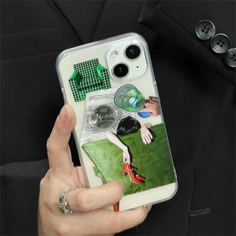 Ins Aesthetic Illustration High Heels Phone Case For Samsung S24 S23 S22 S21 S20 S10 FE Note20 Note10 Plus Ultra Lite 5G Cover