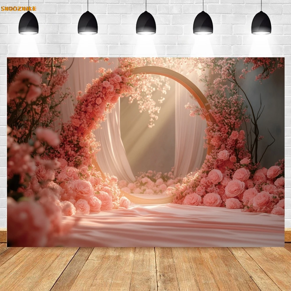 Kwiaty ślubne tło stojak na kwiaty kurtyna wieczór panieński panna młoda fotografia portretowa tło wystrój Photostudio Photobooth