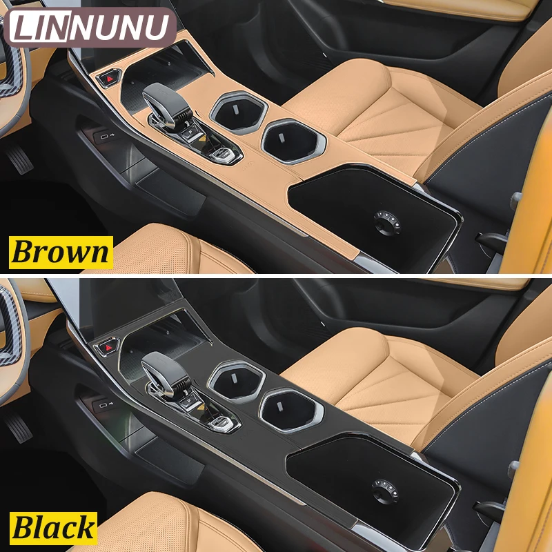 LINNUNU For GEELY Boyue L Atlas II 2023-24 Interior Center Console gear shift panel Leather Protect Pad Door Groove Mat Starray