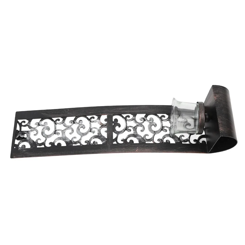 2pcs Iron Wall Candle Holder Balck Hanging Design Wall Candle Sconce 14.2x2.8x3.5in Wall Mount Candle Holder for Dining Room