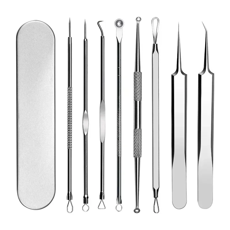 11PCS Acne Mee-eter Verwijderen Naalden Kit Mobiele Puistjes Mee-eter Clip Pincet Comedo Smet Extractor Gezicht Huid Schoonheid Gift
