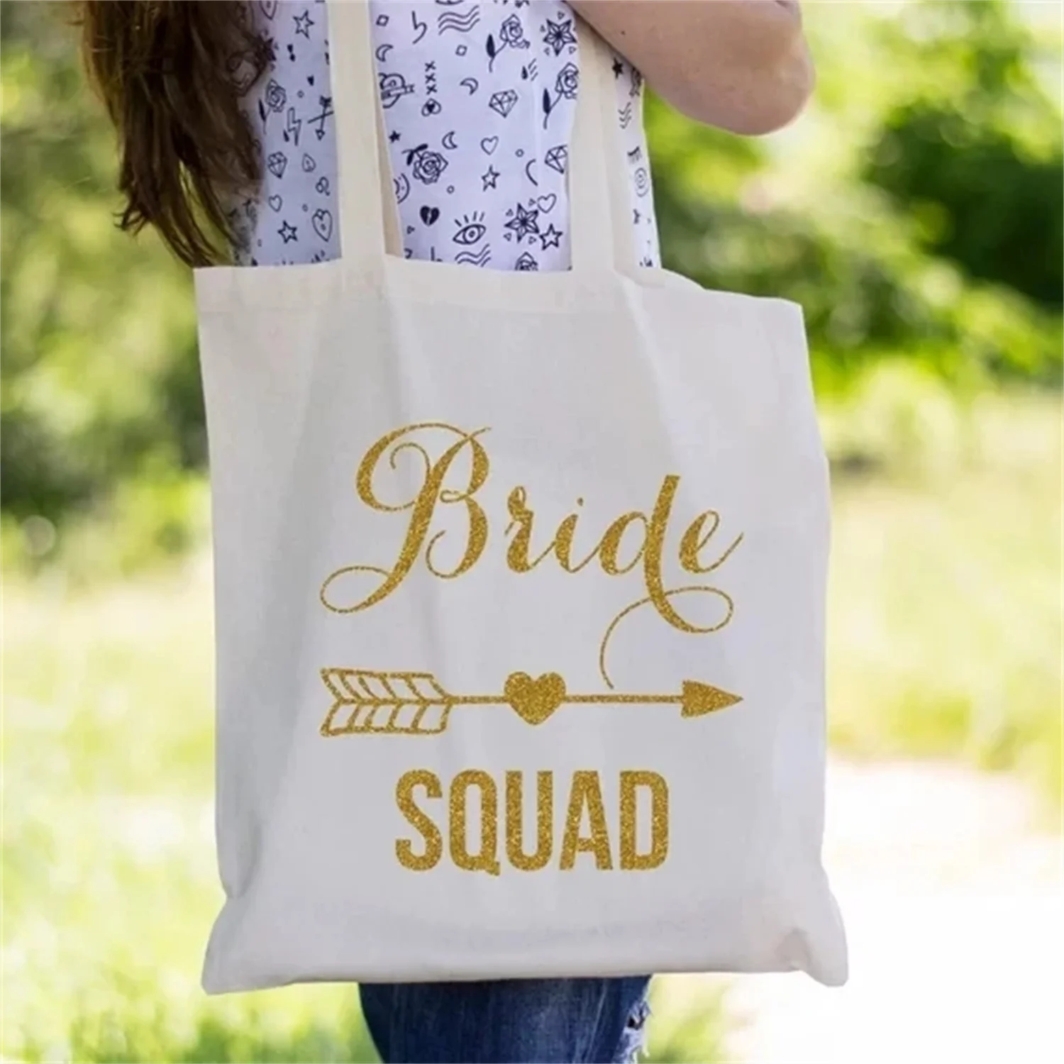 

personalize text Wedding Bride SQUAD Bridesmaid Maid of Honor birthday party Canva Tote Bags company gift bags clutches