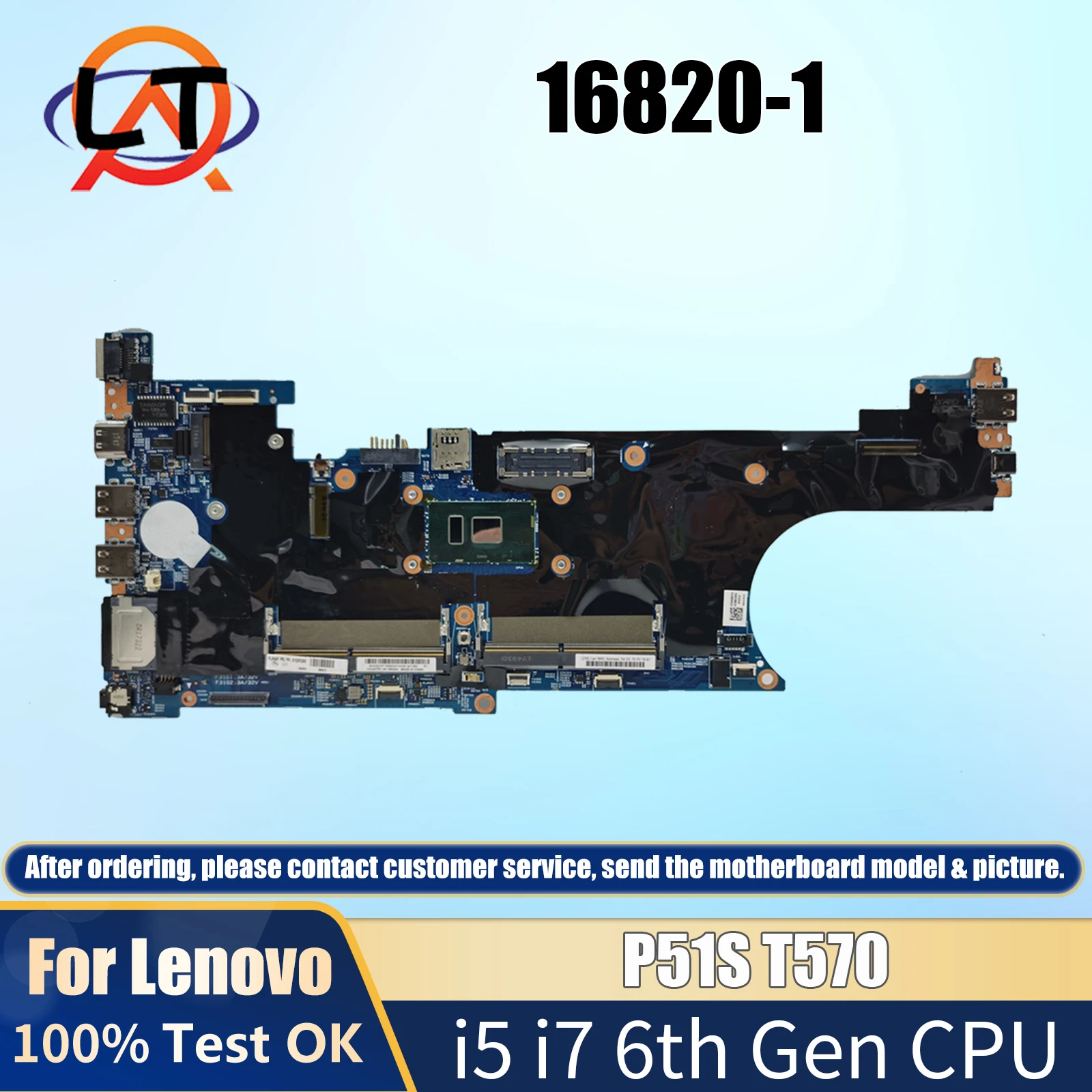 For LENOVO P51S T570 Notebook Mainboard 16820-1 with I5 i7 6th Gen CPU 01ER445 01ER461 Laptop Motherboard Full Tested