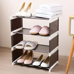 3/4 Layer Random Color Fabric Home Assembly Shoe Rack Living Room Bedroom Solid Color Simple Non-woven Fabric Shoe Storage Rack