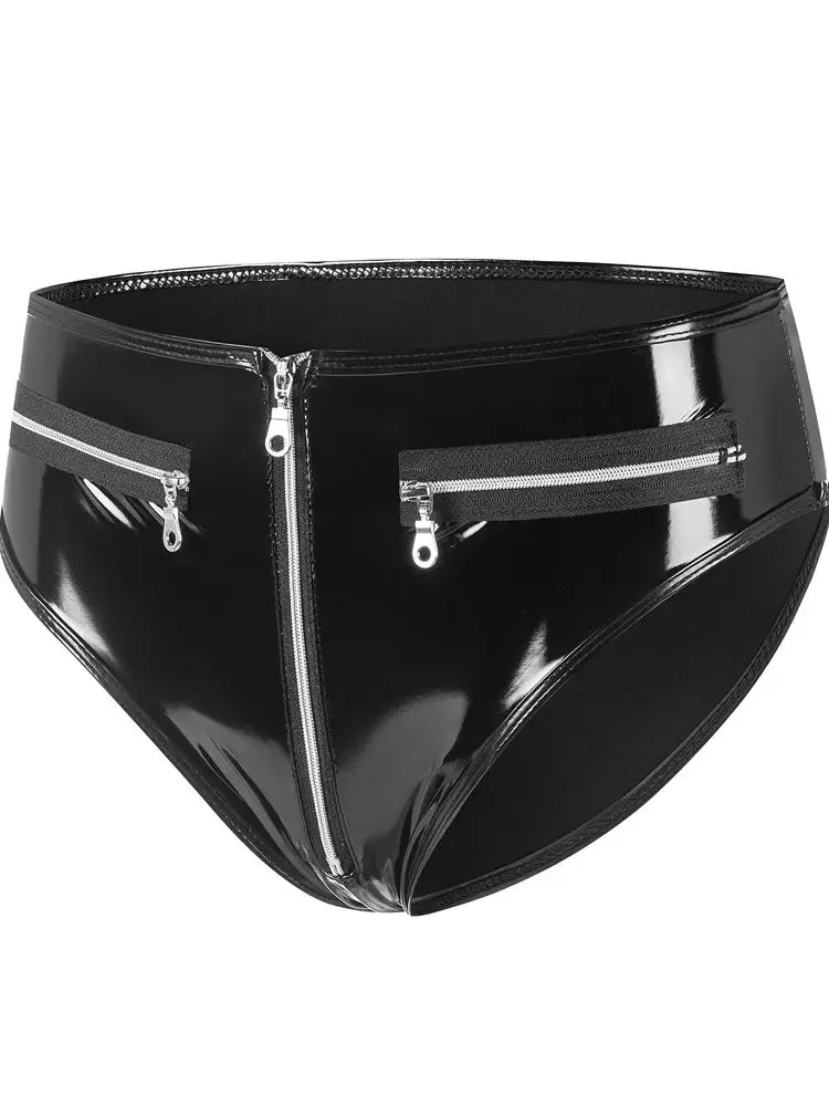 S-3XL Wet Look PVC Booty Shorts Shiny PU Leather Hot Pants Zipper Short Pantalon Tights Sexy Clubwear Bikini Trunks Mini Bermuda