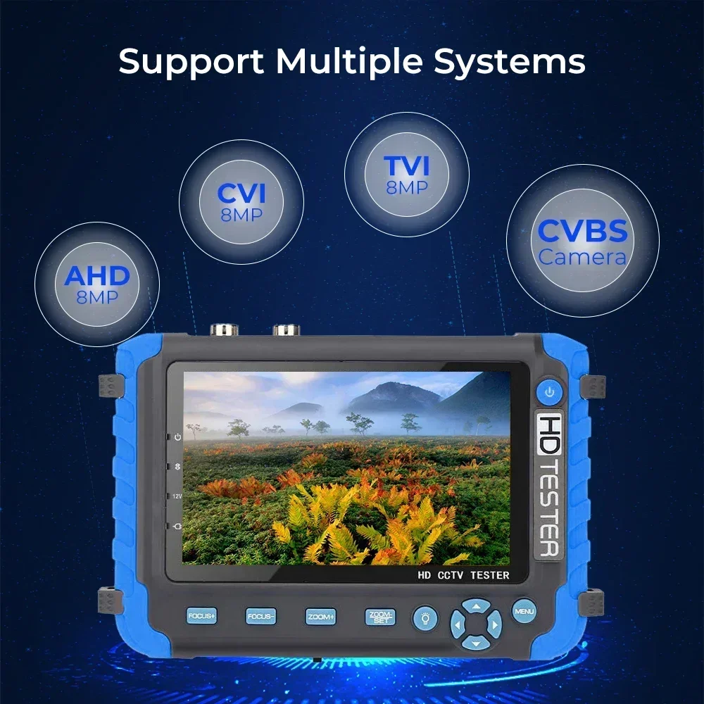 페가타 IV8W 4K 카메라 테스터, 5 인치 CCTV 모니터, 8MP AHD CVI TVI CVBS 아날로그 카메라 테스터, 오디오 HDMI VGA 입력 UTP CFTV 포함