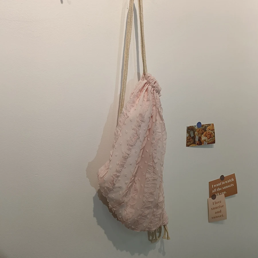 Zaino da donna con coulisse, borsa a tracolla a nuvola pieghettata, borsa a tracolla casual