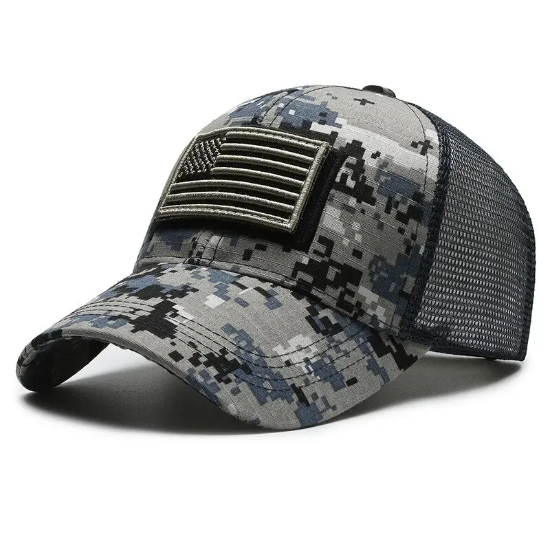 Adjustable Men American Flag Camouflage Baseball Cap Male Outdoor Breathable Tactics Mountaineering Peaked Hat Stylish Casquette