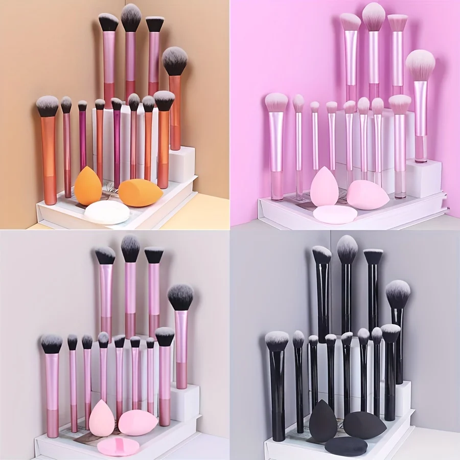 Conjunto Completo de 12 Pincéis de Maquiagem Multifuncionais: Pincel para Pó Solto, Pincel para Blush, Pincel para Base, Pincel para Sombra, Pincel pa