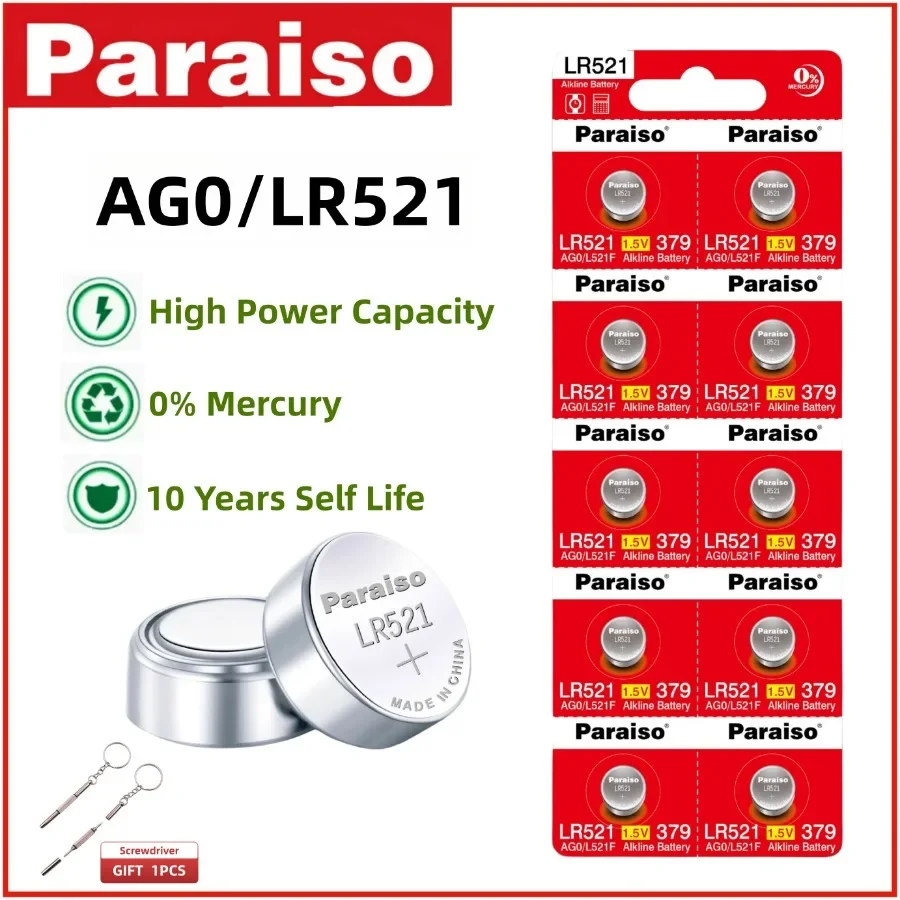 

10-50pcs LR521 AG0 Button Cell Battery 1.5V Button Coin Batteries PAR Battery for Watch Toys Remote