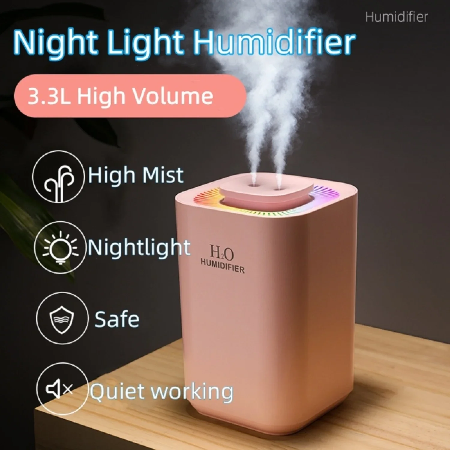 Bedroom Humidifier, Cool Mist Humidifier For  Plants And Baby Bedroom, Silent Ultrasonic Humidifier With ° Nozzle, Auto Shut Of