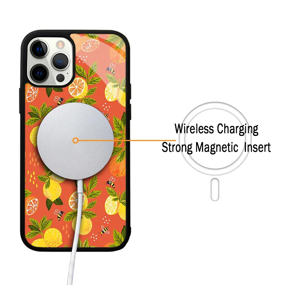 Lemons Phone Case For IPhone 11 12 13 14 15 Plus Pro Max Mirror Acrylic Cover For Magsafe Wireless Charging