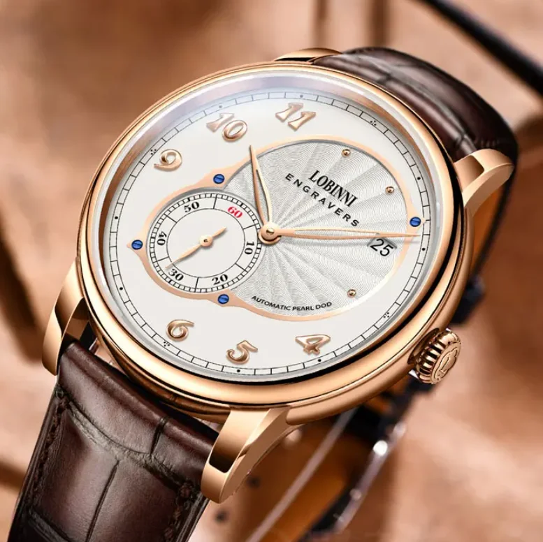 Lobinni Men Automatic Watch 40mm Mechanical Wristwatch 50m Waterproof Sapphire Luminous Hangzhou 5000 Micro Rotor