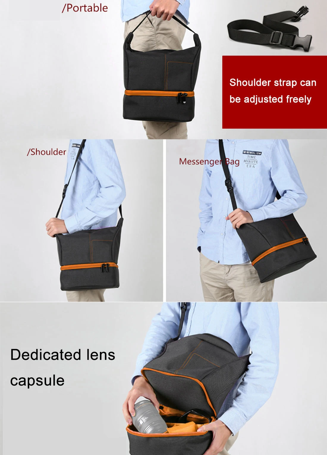 PULUZ Waterproof Scratch-proof Outdoor Sports Sling Shoulder Bag Handbag DSLR Camera Bag For GoPro SJCAM Nikon Canon Sony Xiaoyi