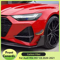 Prepreg Dry Carbon Car Front Bumper Canards for Audi RS6 RS7 C8 Sportback 2020 2021 Car Front Flaps Air Vent Splitter Fins