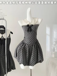 Summer French Vintage Old Money Cute Core Polka Dot Dress Evening Women 2000s Aesthetic Coquette One-Piece Party Frocks Luxury