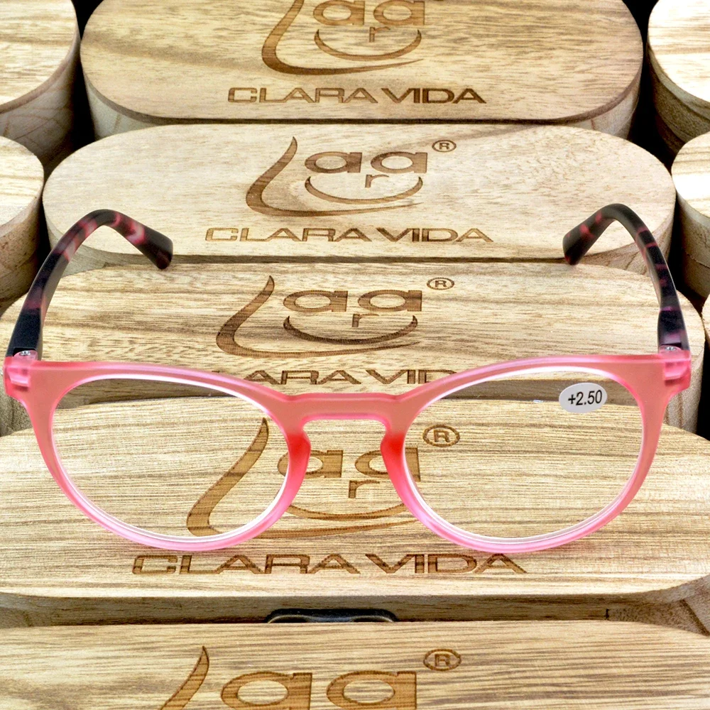 

Clara Vida Red Round Thick Frame Women Lady Spring Hinged Reading Glasses +1 +1.5 +2 +2.5 +3 +3.5 +4