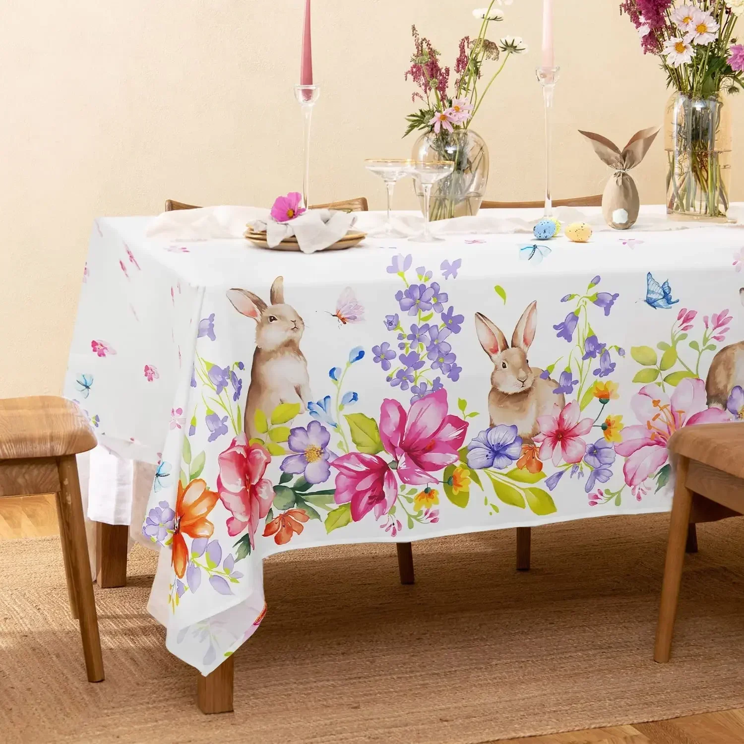 

2023 Easter Rectangle Tablecloth Holiday Party Decor Home Dinner Kitchen Decor Easter Accessories Waterproof Tablecloth