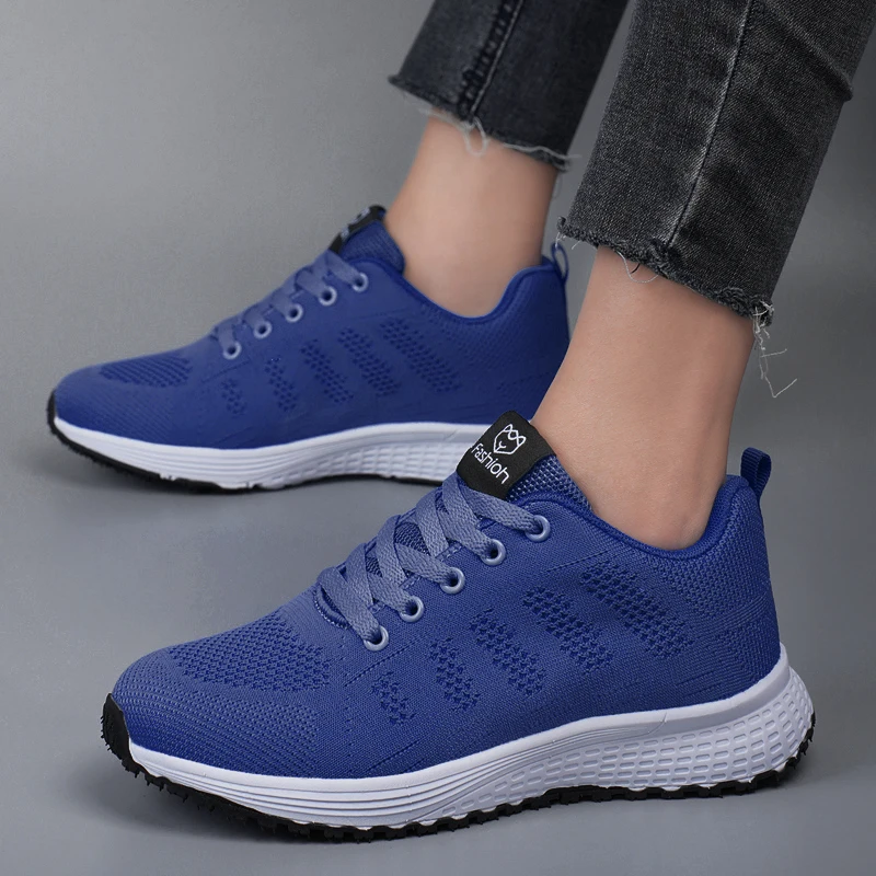 Women Casual Sneaker Shoes Platform Tennis Lightweight Mesh Summer Breathable Lace Up Fashionable Running Shoes Tenis Femimino