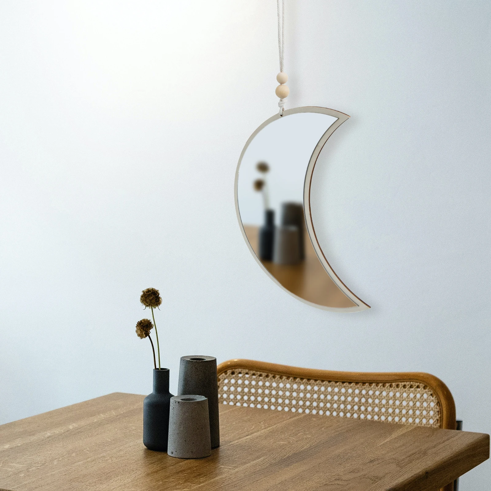 

Wooden Mirror Hanging nament Acrylic Moon Pendant Home Decor Festive Atmosphere Safe Smooth Surface Without Burrs Living