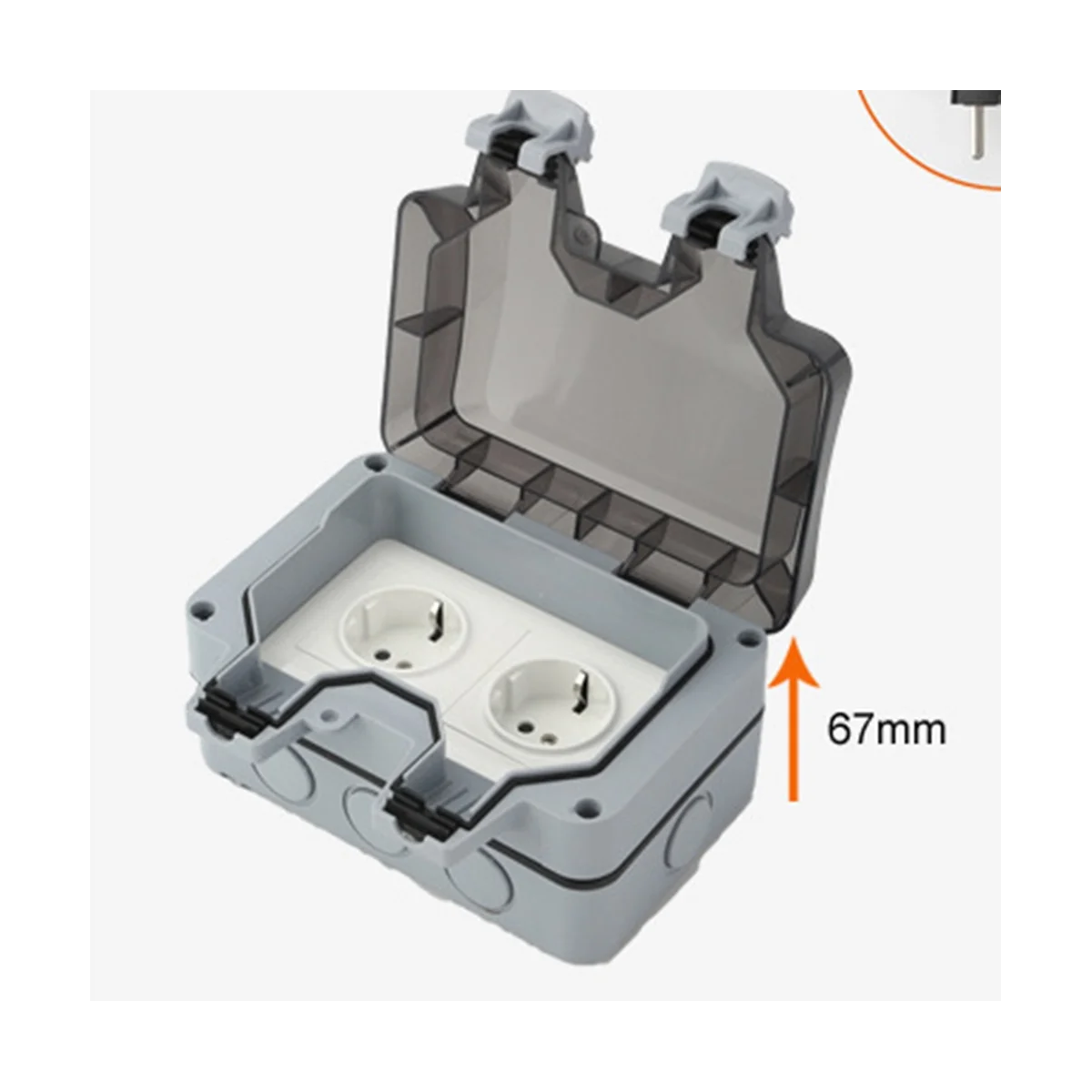 Toma de corriente impermeable para exteriores con interruptor de luz indicadora, toma de pared para habitación húmeda, contacto protector montado en superficie