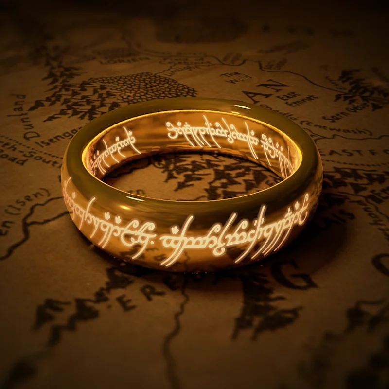 Lord of The Finger Rings film con lo stesso anello in acciaio inossidabile con incisione 3D interna ed esterna squisita