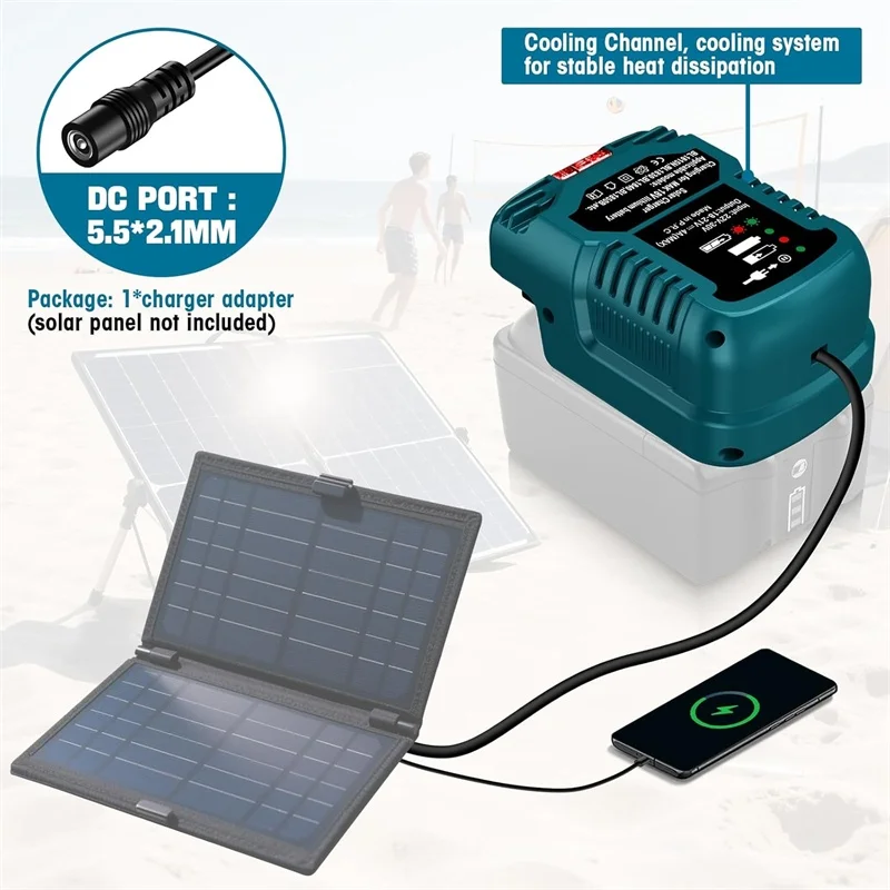 

Solar Assistant Charger DC Port Adapter for Makita 18V BL1830, BL1830B, BL1840, BL1840B, BL1850 Li-ion Battery for Outdoor