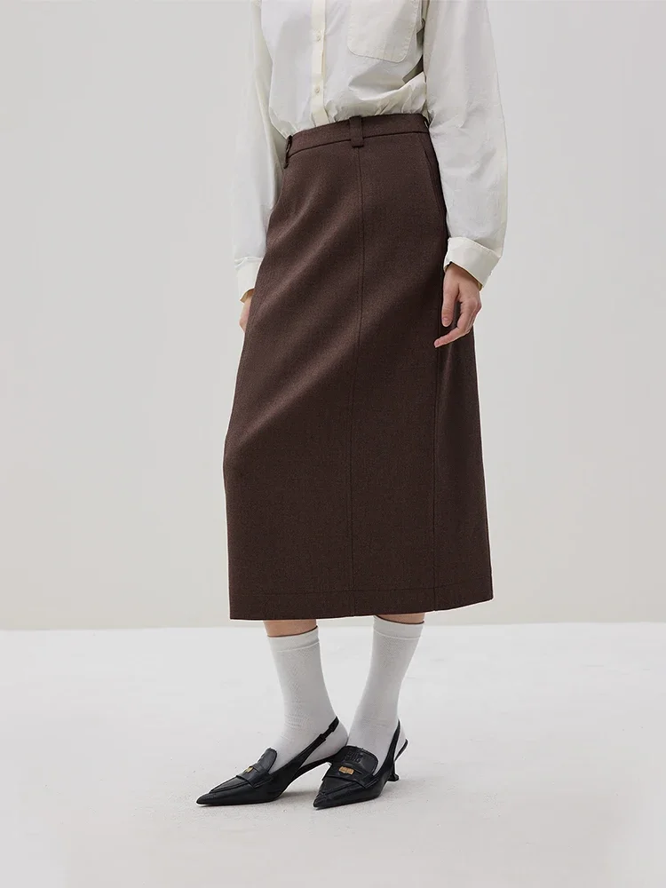 FSLE Commuting Style Straight Versatile High Waist Slim Skirt for Women 2023 Winter New Structural Line Splicing Skirt Female