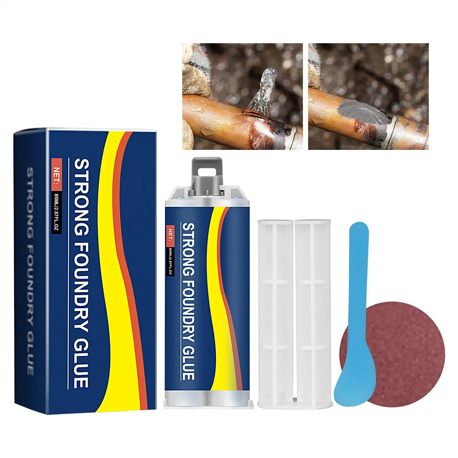 85ml Enhanced Metal Casting Glue, Heat Resistant Welding Adhesive Filler, Metal Construction Furniture Boat Electronics Radiator