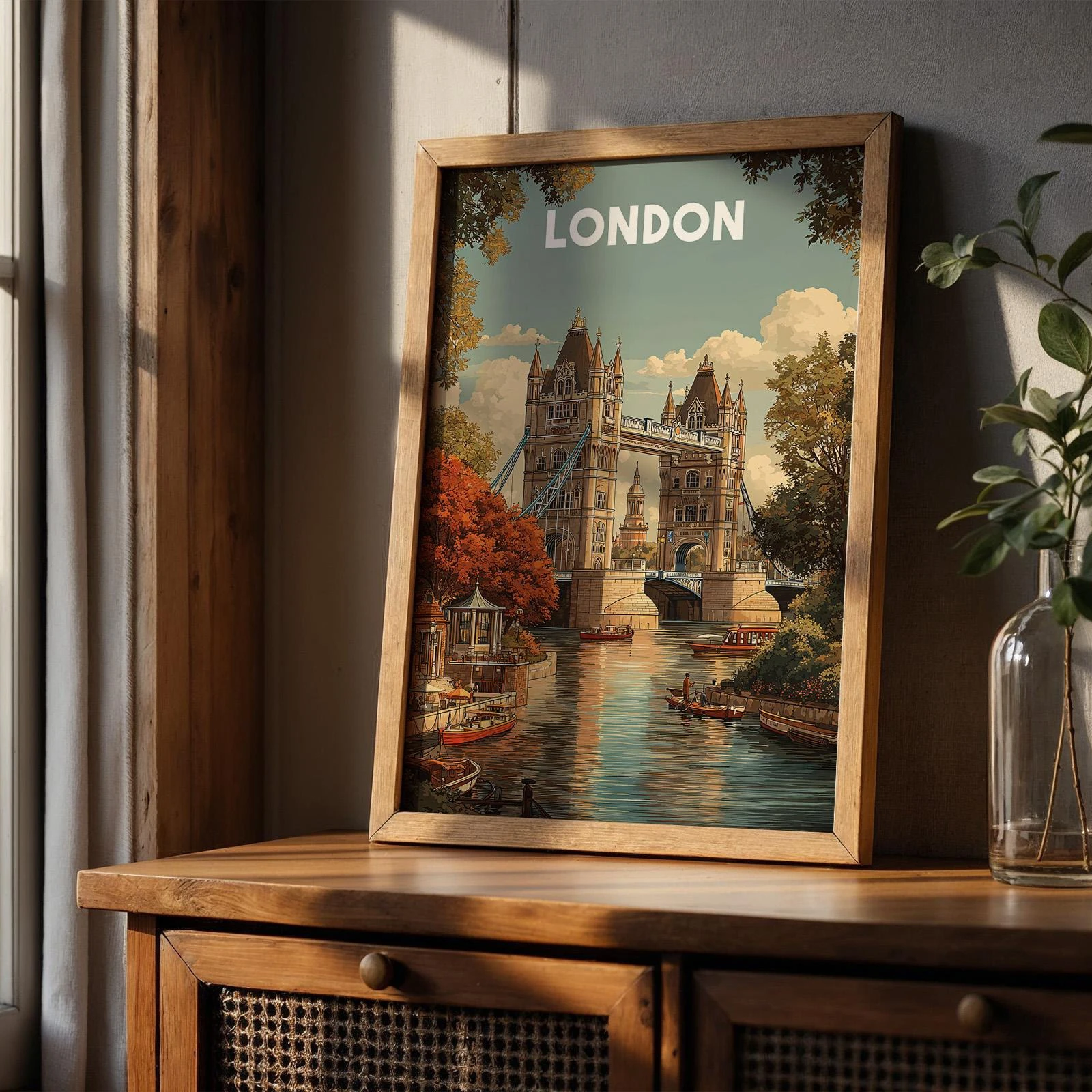 

Vintage London travel poster prints, British wall decorations, iconic city artworks, English décor, coastal gallery gift prints