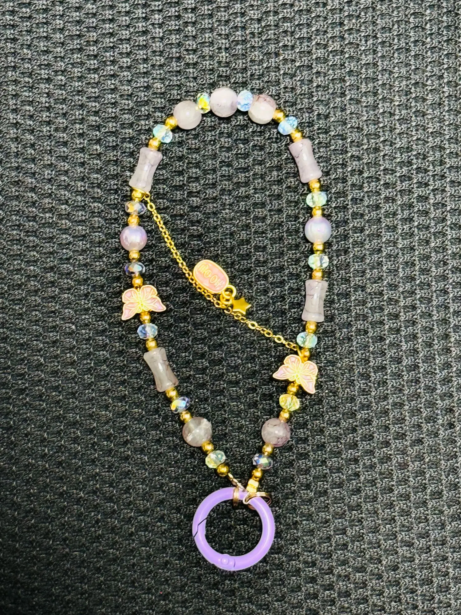 

Ретро бамбуковая цепочка для мобильного телефона из бисера с благоприятными звездами, легкая кисточка, кристалл, подвесной аксессуар на запястье, брелок