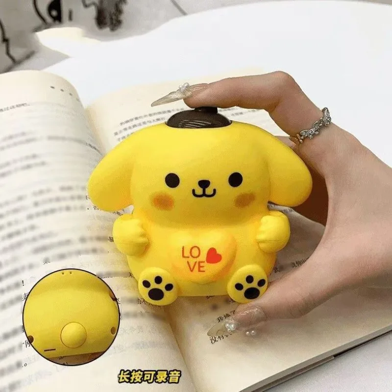 Cartoon Sanrio Pompom Purin girls cute personality creative design luminous recording talking exquisite toy pendant holiday gift #3