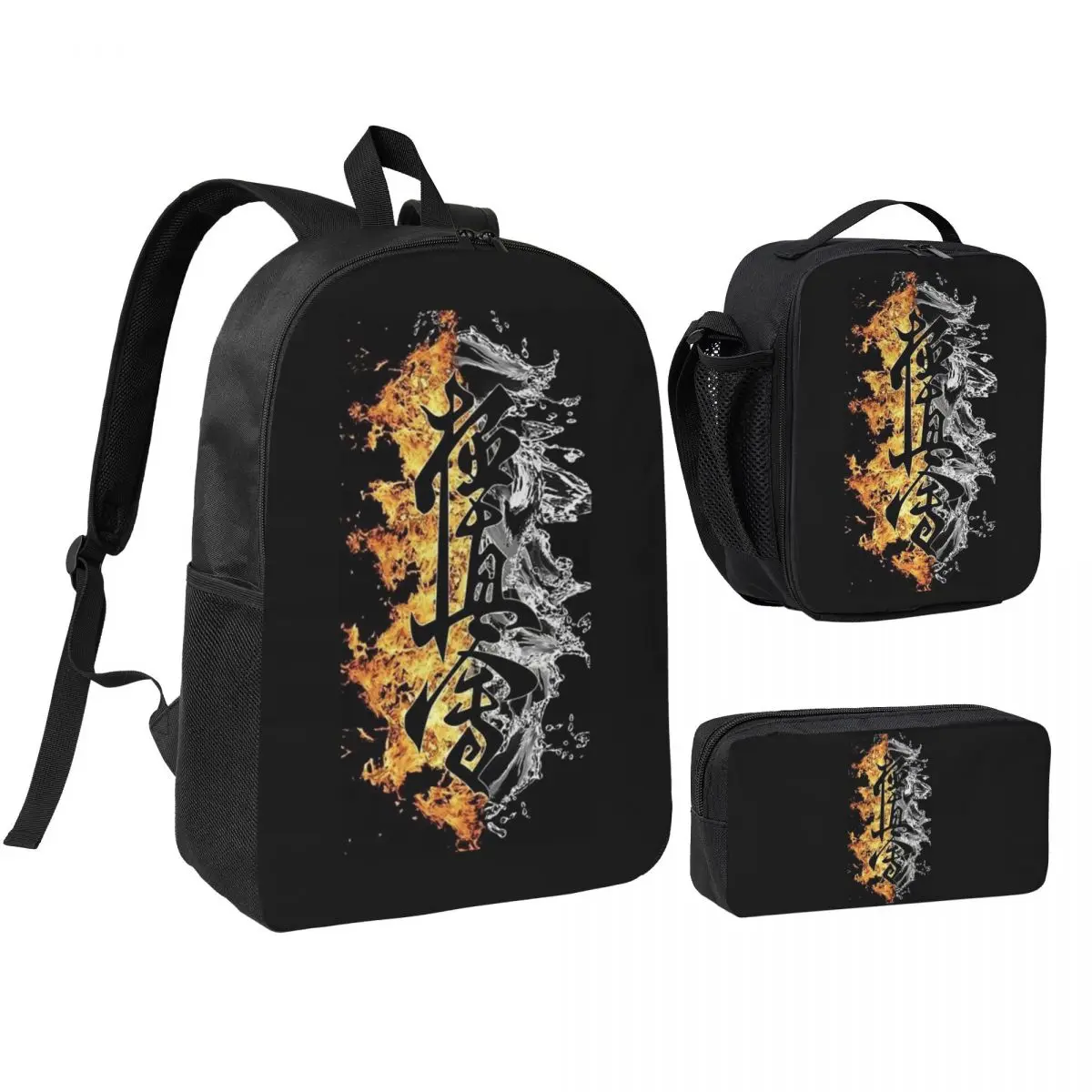 

Kyokushin Karate Bushido Values Backpack Student BookBag School Bag Shoulder Bags 3ps Insulated Lunch Bag Pencil Case