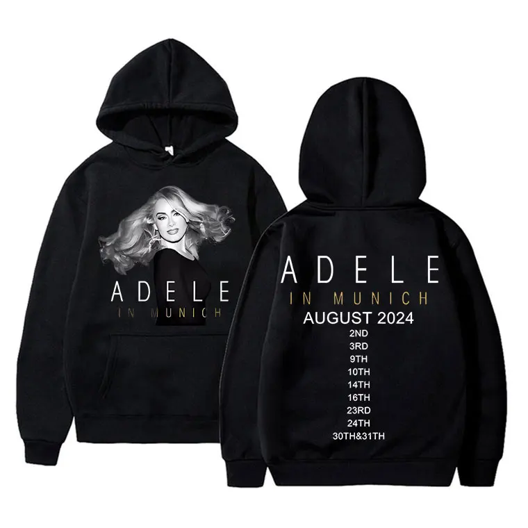 Popular Singer Adele in Munich Tour August 2024 Hoodie Men Women Fashion Oversized Sweatshirt Man Casual Fleece Cotton Hoodies